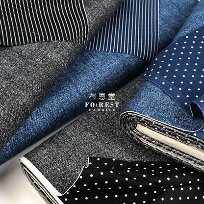 oxford - Reversible Denim strip fabric BLACK - FO:REST Fabric 布恩堂Liberty fabrictana lawnjapanese fabricykk zipper