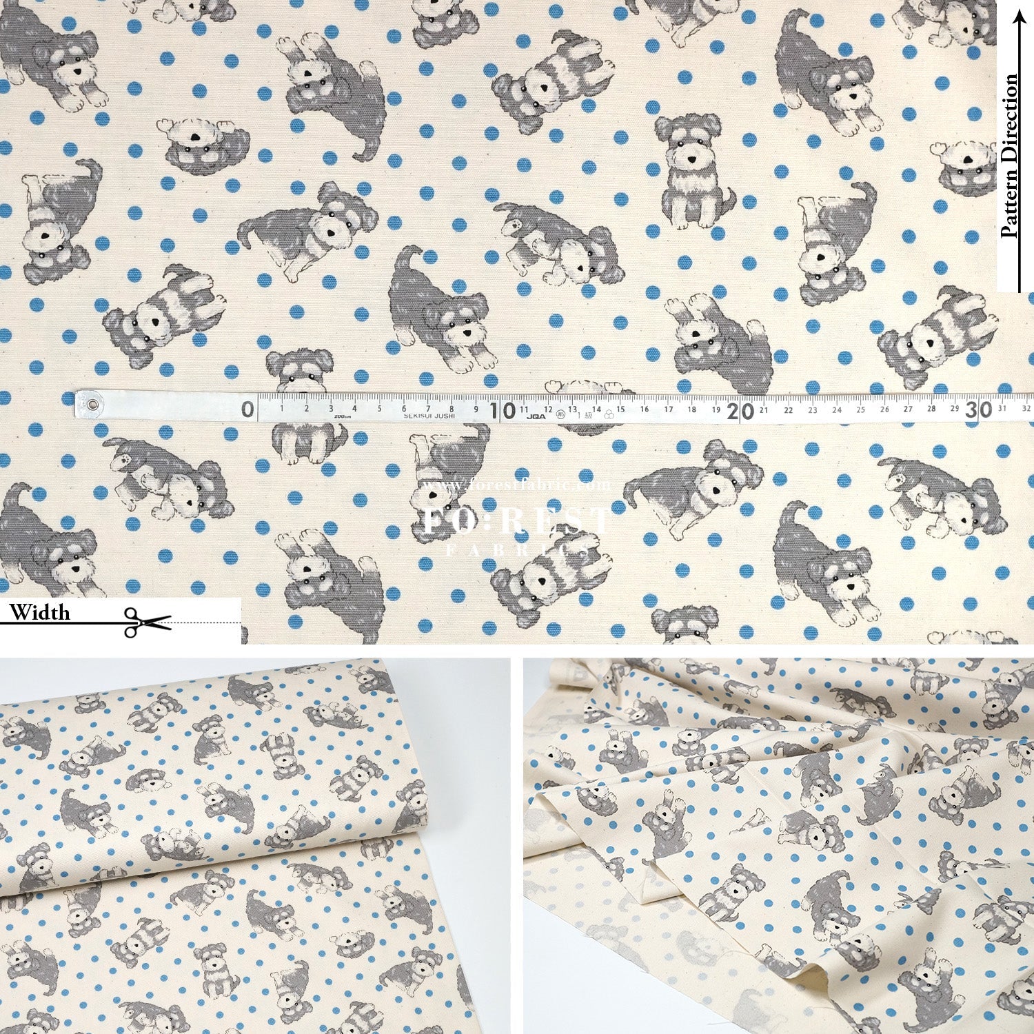oxford - Schnauzer Dogs fabric - FO:REST Fabric 布恩堂Liberty fabrictana lawnjapanese fabricykk zipper
