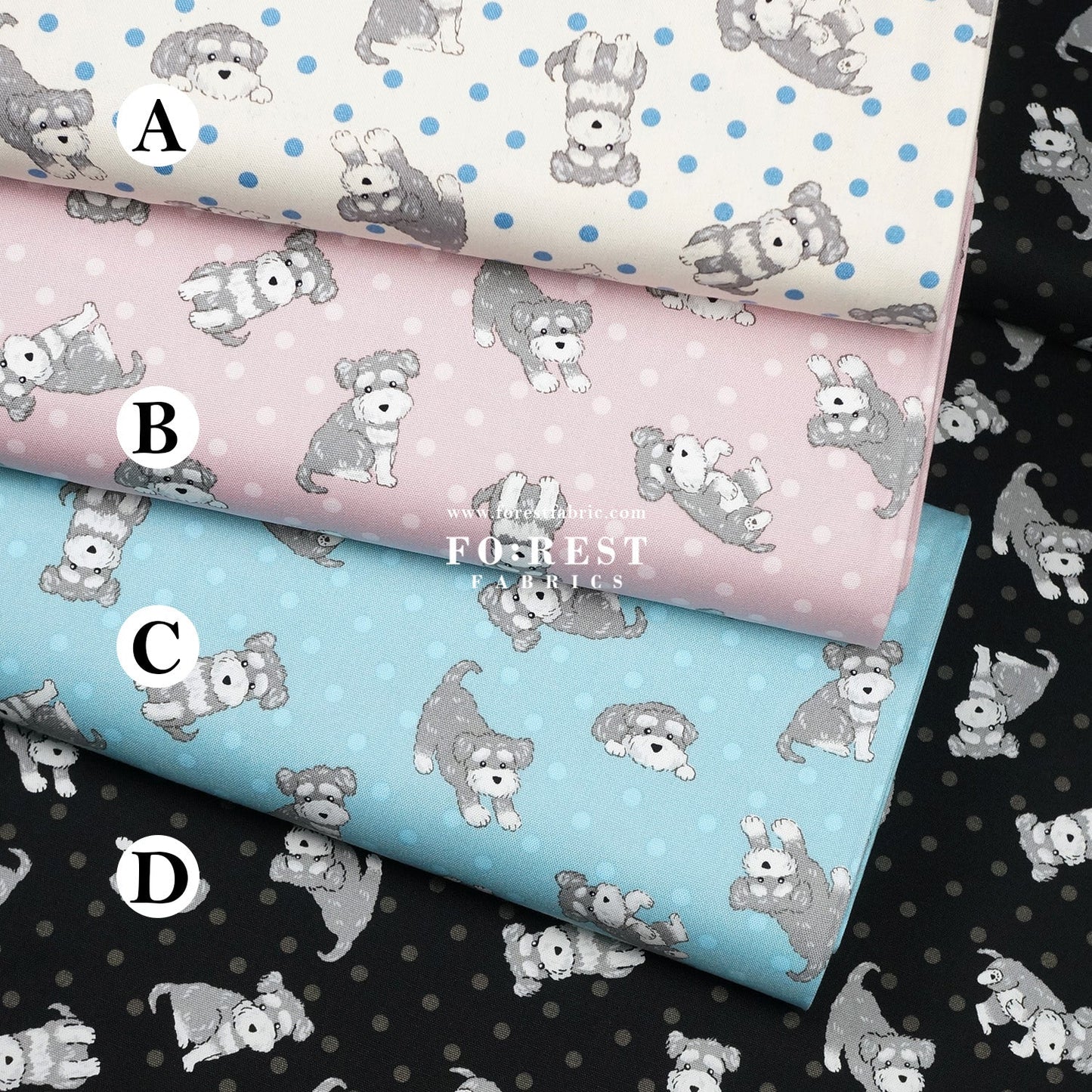 oxford - Schnauzer Dogs fabric - FO:REST Fabric 布恩堂Liberty fabrictana lawnjapanese fabricykk zipper