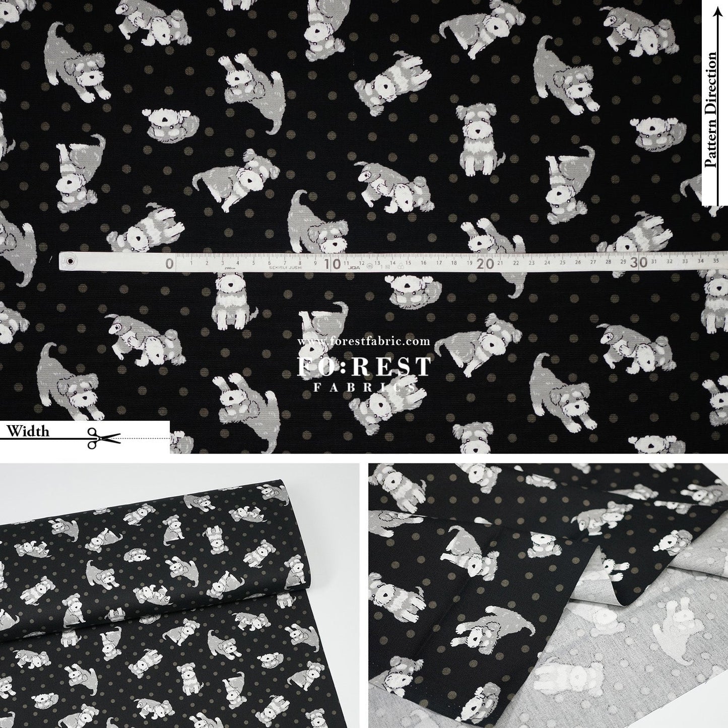 oxford - Schnauzer Dogs fabric - FO:REST Fabric 布恩堂Liberty fabrictana lawnjapanese fabricykk zipper