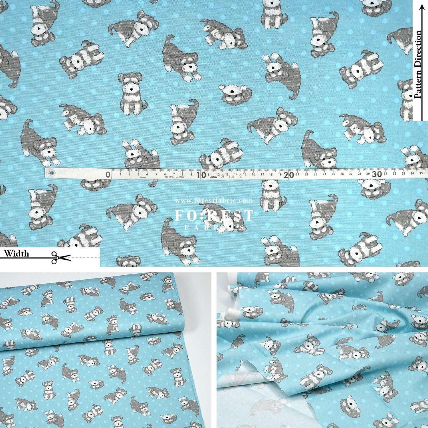 oxford - Schnauzer Dogs fabric - FO:REST Fabric 布恩堂Liberty fabrictana lawnjapanese fabricykk zipper