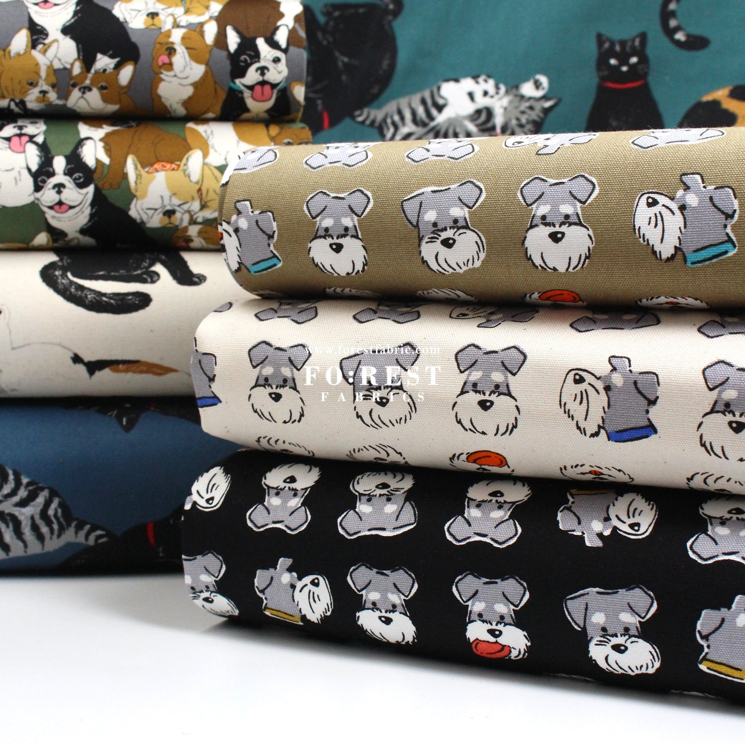 Oxford - Schnauzer fabric Khaki - FO:REST Fabric 布恩堂Liberty fabrictana lawnjapanese fabricykk zipper