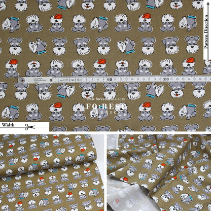Oxford - Schnauzer fabric Khaki - FO:REST Fabric 布恩堂Liberty fabrictana lawnjapanese fabricykk zipper