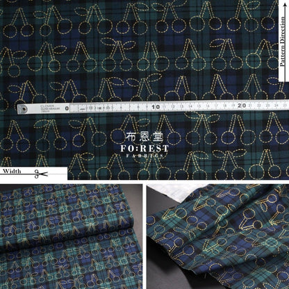 oxford - Tartan cherry with metallic fabric Green - FO:REST Fabric 布恩堂Liberty fabrictana lawnjapanese fabricykk zipper