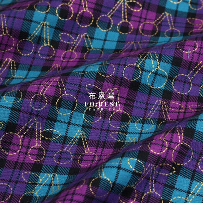 oxford - Tartan cherry with metallic fabric PURPLE - FO:REST Fabric 布恩堂Liberty fabrictana lawnjapanese fabricykk zipper