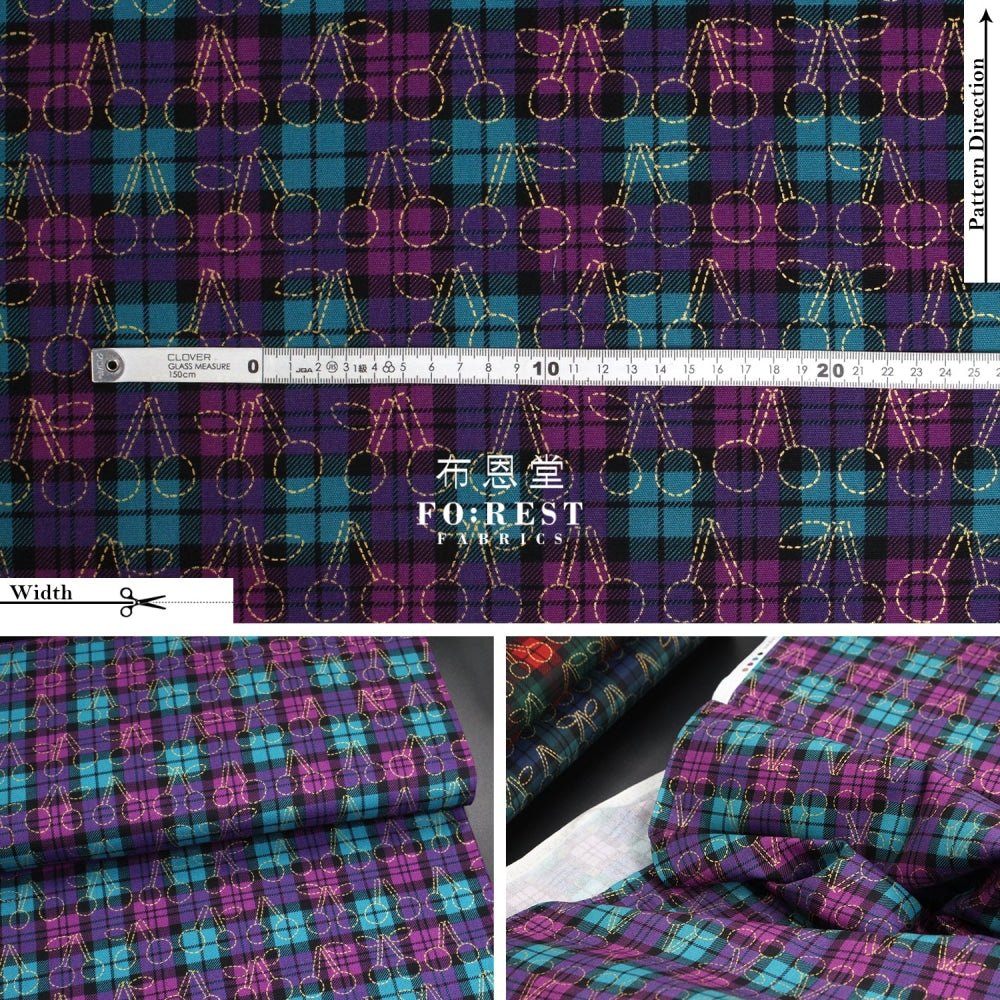 oxford - Tartan cherry with metallic fabric PURPLE - FO:REST Fabric 布恩堂Liberty fabrictana lawnjapanese fabricykk zipper