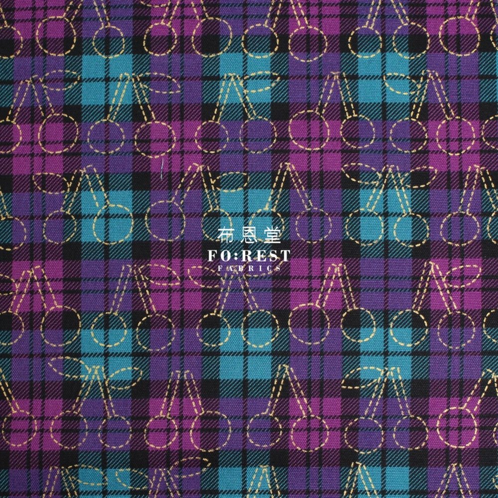 oxford - Tartan cherry with metallic fabric PURPLE - FO:REST Fabric 布恩堂Liberty fabrictana lawnjapanese fabricykk zipper