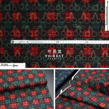 oxford - Tartan cherry with metallic fabric RED - FO:REST Fabric 布恩堂Liberty fabrictana lawnjapanese fabricykk zipper