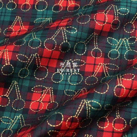 oxford - Tartan cherry with metallic fabric RED - FO:REST Fabric 布恩堂Liberty fabrictana lawnjapanese fabricykk zipper