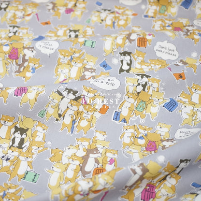 oxford - Travel Shiba Inu Dogs fabric - FO:REST Fabric 布恩堂Liberty fabrictana lawnjapanese fabricykk zipper