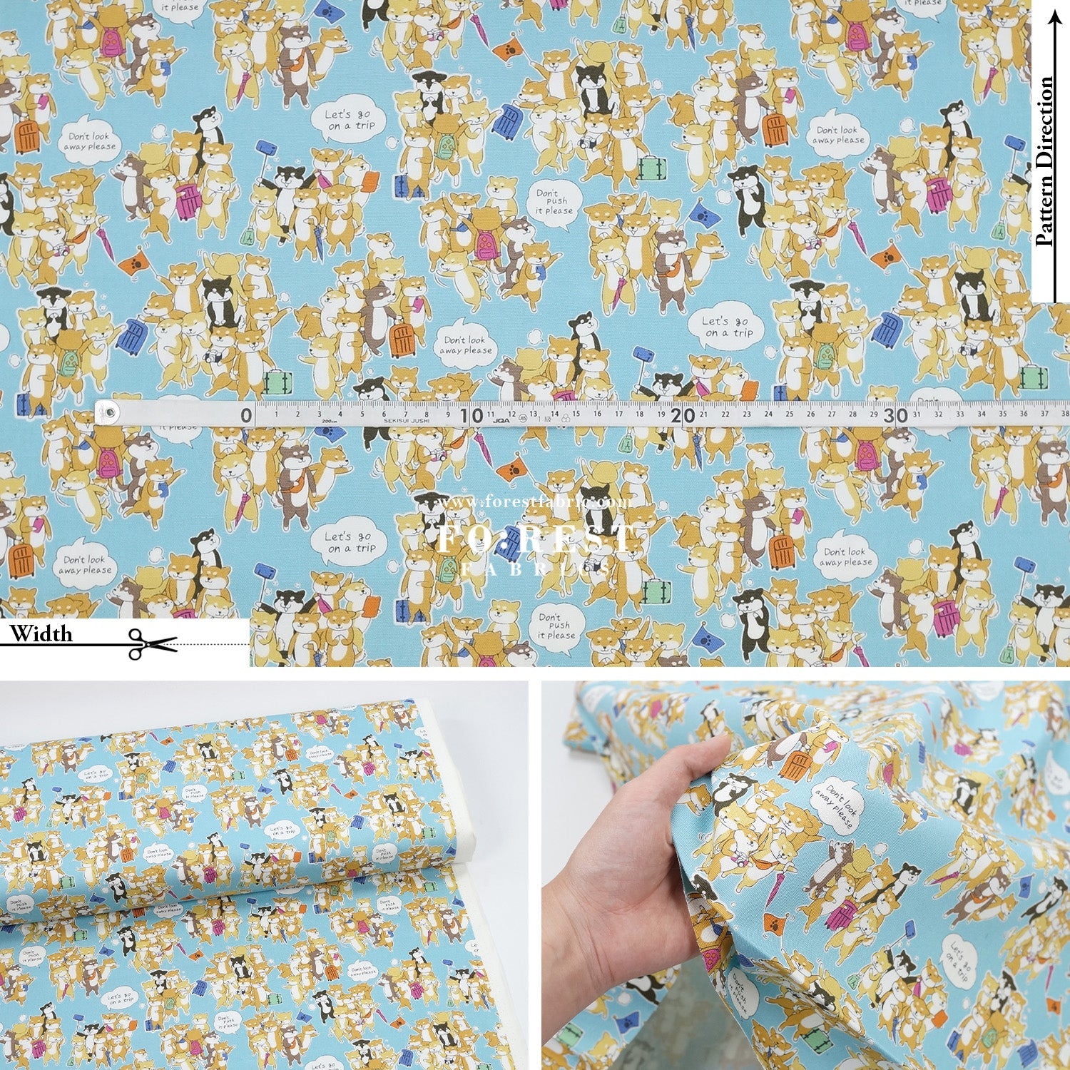 oxford - Travel Shiba Inu Dogs fabric - FO:REST Fabric 布恩堂Liberty fabrictana lawnjapanese fabricykk zipper