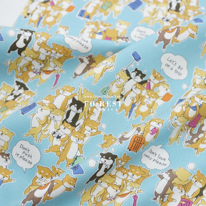 oxford - Travel Shiba Inu Dogs fabric - FO:REST Fabric 布恩堂Liberty fabrictana lawnjapanese fabricykk zipper
