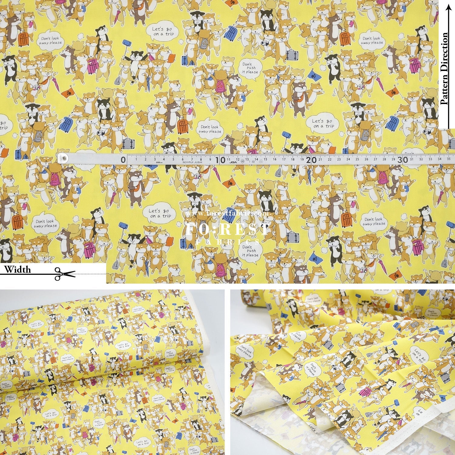 oxford - Travel Shiba Inu Dogs fabric - FO:REST Fabric 布恩堂Liberty fabrictana lawnjapanese fabricykk zipper
