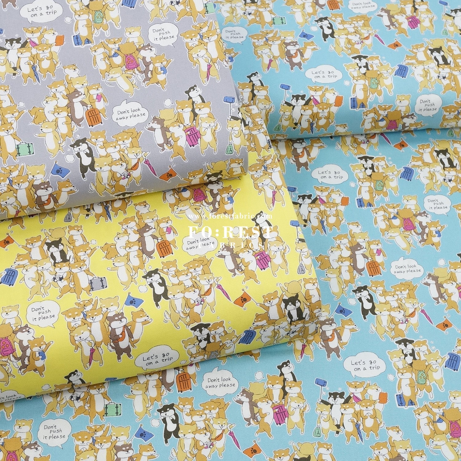 oxford - Travel Shiba Inu Dogs fabric - FO:REST Fabric 布恩堂Liberty fabrictana lawnjapanese fabricykk zipper
