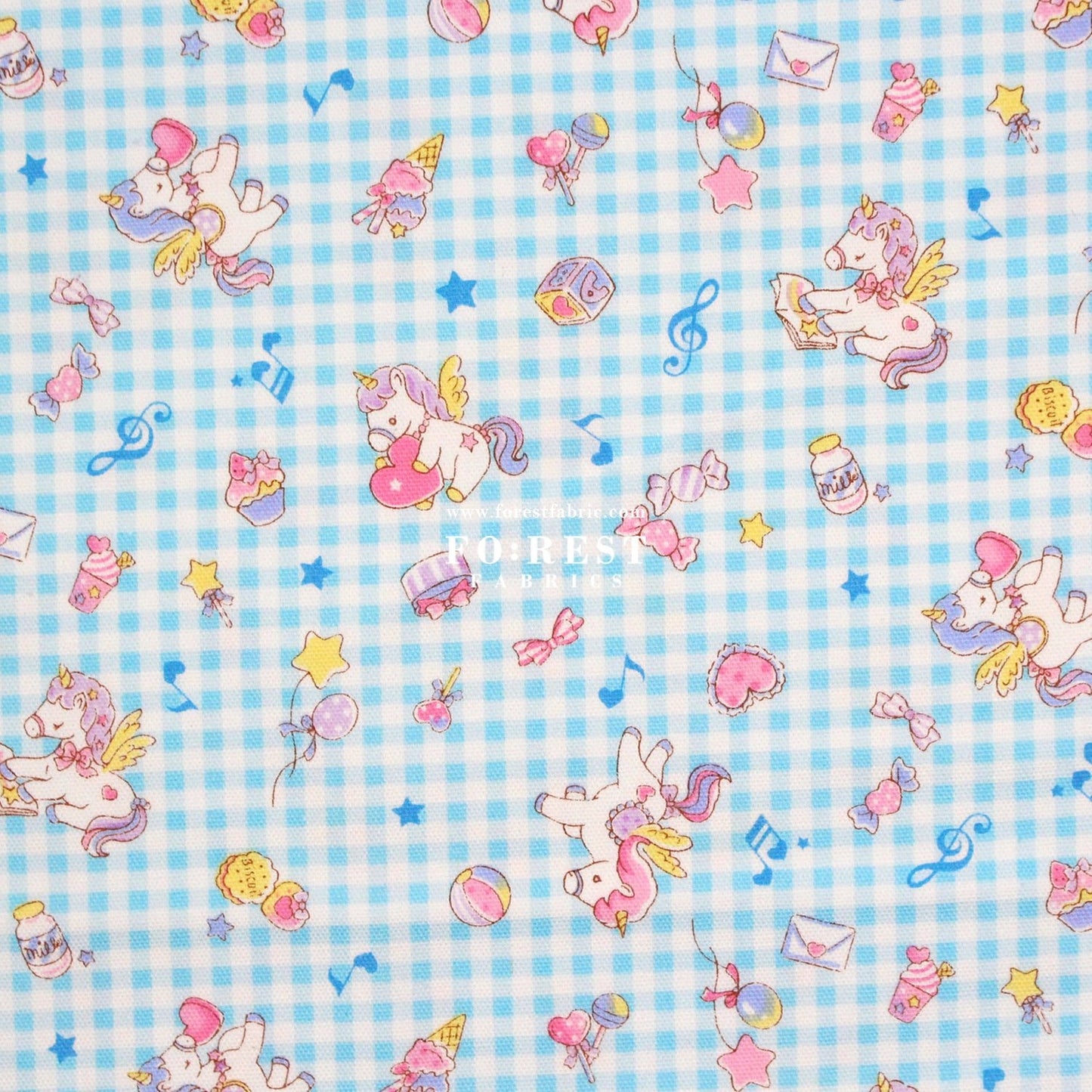 Oxford - Unicorn Check fabric Blue - FO:REST Fabric 布恩堂Liberty fabrictana lawnjapanese fabricykk zipper