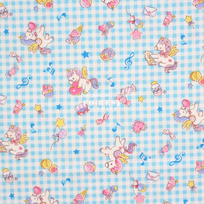 Oxford - Unicorn Check fabric Blue - FO:REST Fabric 布恩堂Liberty fabrictana lawnjapanese fabricykk zipper