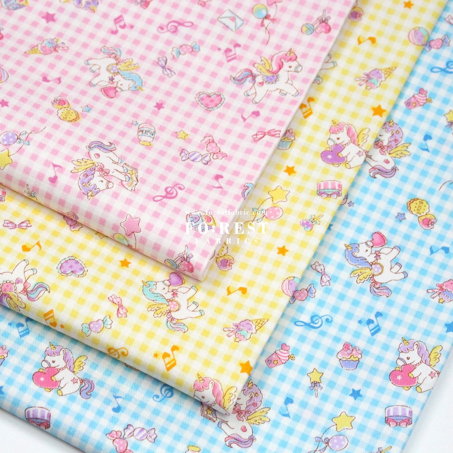 Oxford - Unicorn Check fabric Blue - FO:REST Fabric 布恩堂Liberty fabrictana lawnjapanese fabricykk zipper