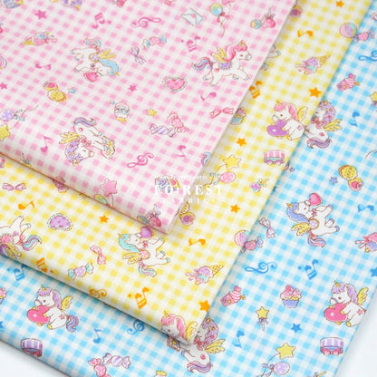 Oxford - Unicorn Check fabric Blue - FO:REST Fabric 布恩堂Liberty fabrictana lawnjapanese fabricykk zipper