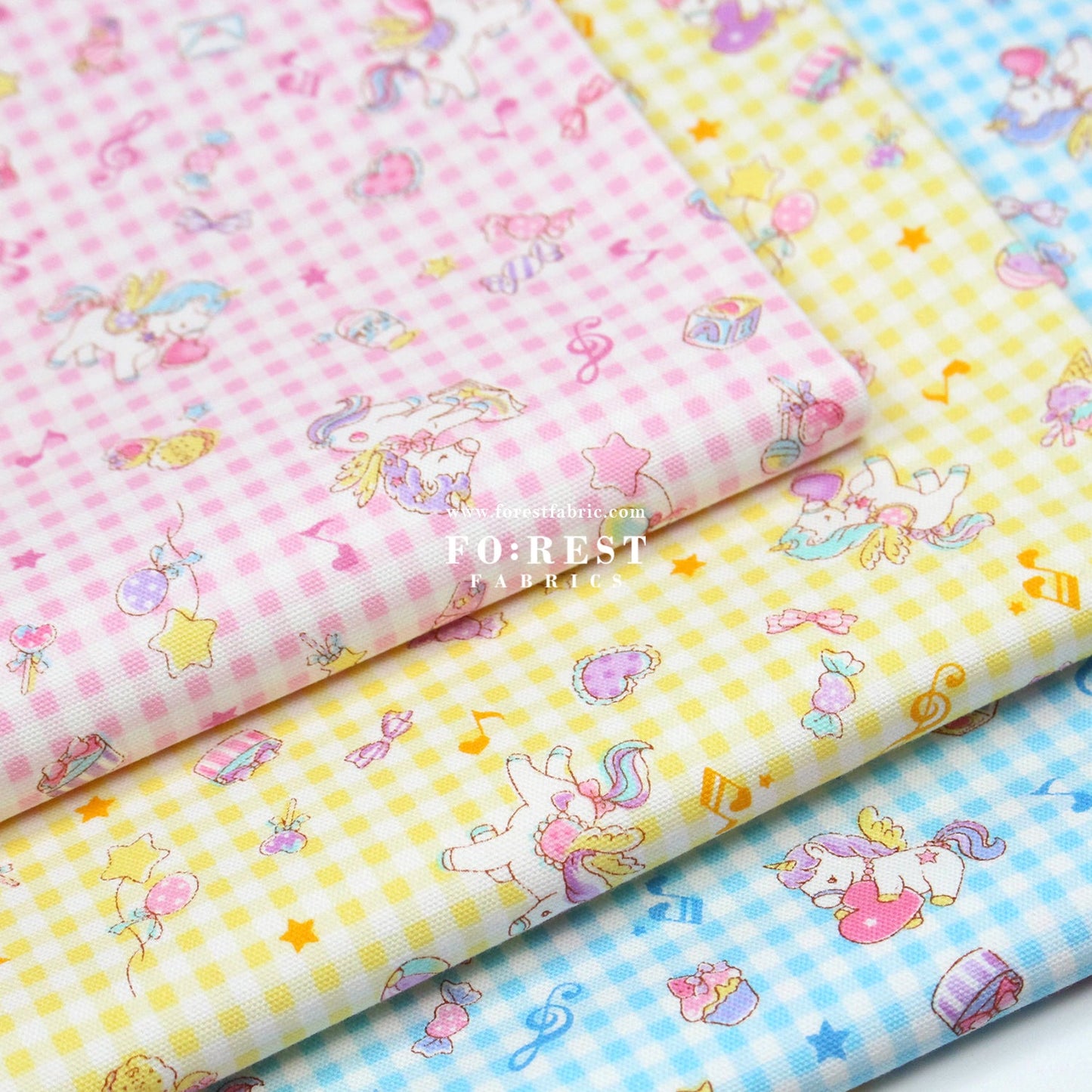 Oxford - Unicorn Check fabric Pink - FO:REST Fabric 布恩堂Liberty fabrictana lawnjapanese fabricykk zipper