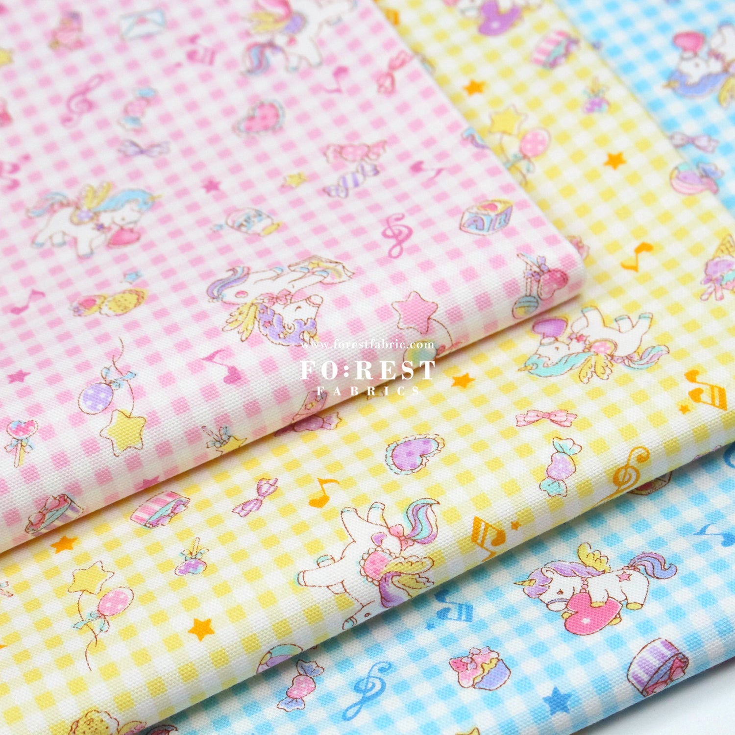 Oxford - Unicorn Check fabric Pink - FO:REST Fabric 布恩堂Liberty fabrictana lawnjapanese fabricykk zipper