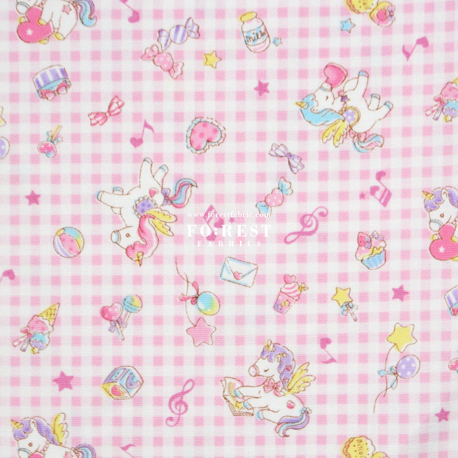 Oxford - Unicorn Check fabric Pink - FO:REST Fabric 布恩堂Liberty fabrictana lawnjapanese fabricykk zipper