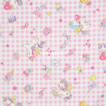Oxford - Unicorn Check fabric Pink - FO:REST Fabric 布恩堂Liberty fabrictana lawnjapanese fabricykk zipper