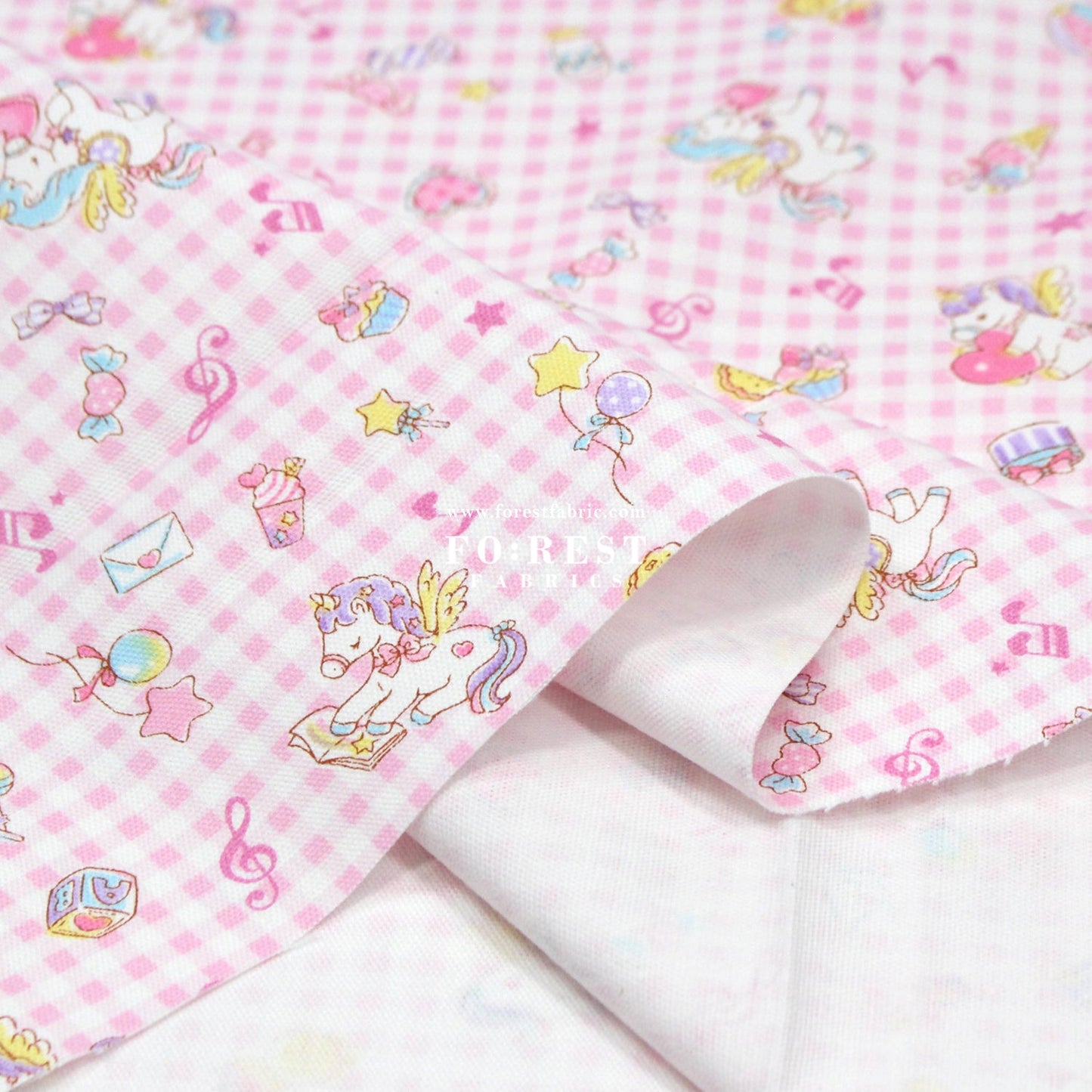 Oxford - Unicorn Check fabric Pink - FO:REST Fabric 布恩堂Liberty fabrictana lawnjapanese fabricykk zipper