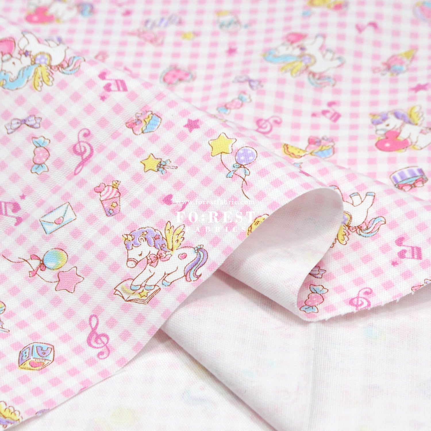 Oxford - Unicorn Check fabric Pink - FO:REST Fabric 布恩堂Liberty fabrictana lawnjapanese fabricykk zipper