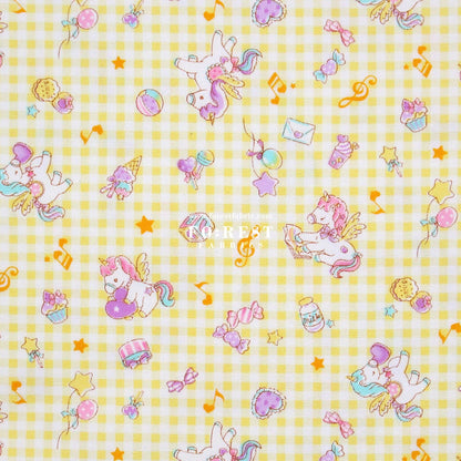Oxford - Unicorn Check fabric Yellow - FO:REST Fabric 布恩堂Liberty fabrictana lawnjapanese fabricykk zipper