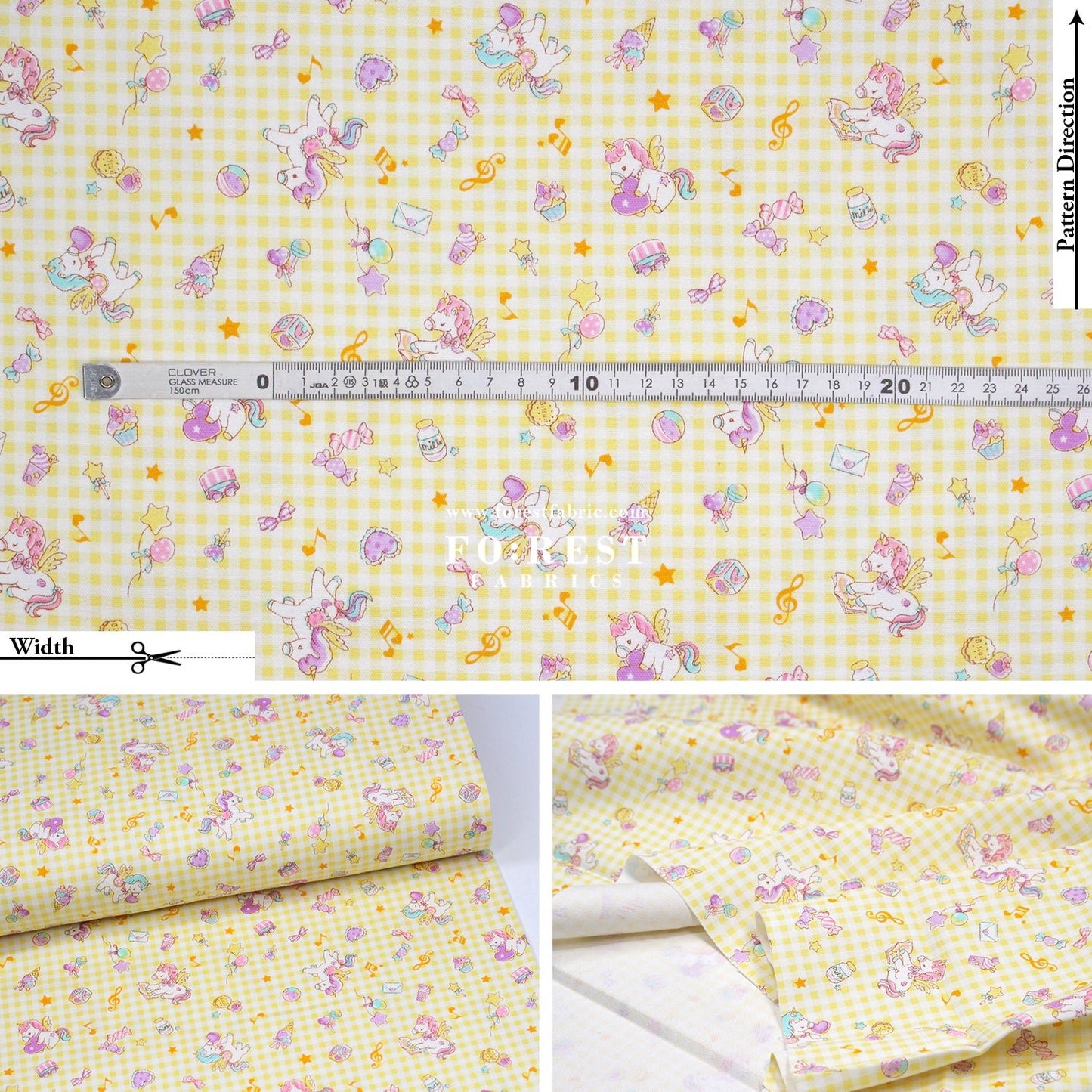 Oxford - Unicorn Check fabric Yellow - FO:REST Fabric 布恩堂Liberty fabrictana lawnjapanese fabricykk zipper