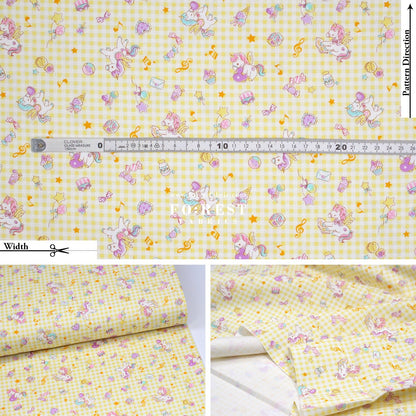 Oxford - Unicorn Check fabric Yellow - FO:REST Fabric 布恩堂Liberty fabrictana lawnjapanese fabricykk zipper