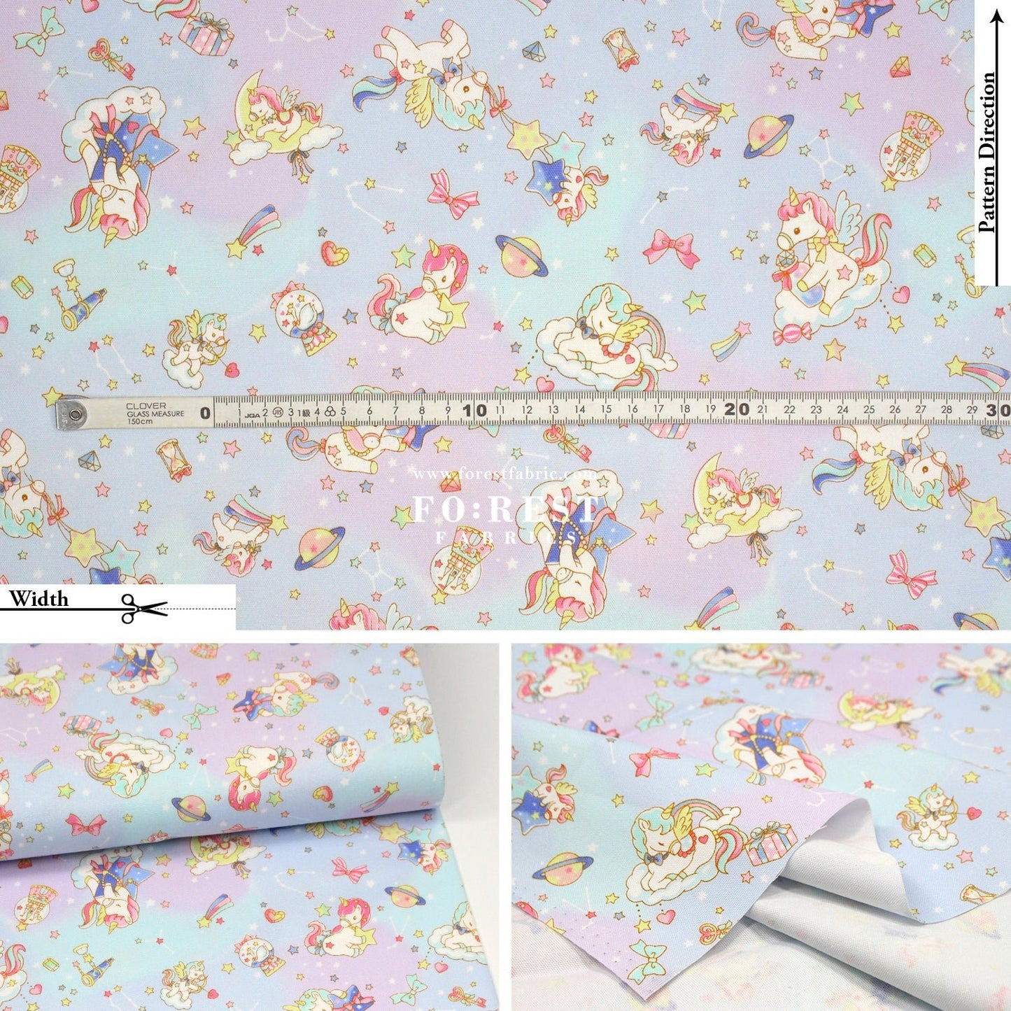 Oxford - Unicorn dream fabric Blue - FO:REST Fabric 布恩堂Liberty fabrictana lawnjapanese fabricykk zipper