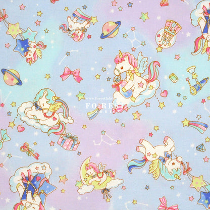 Oxford - Unicorn dream fabric Blue - FO:REST Fabric 布恩堂Liberty fabrictana lawnjapanese fabricykk zipper