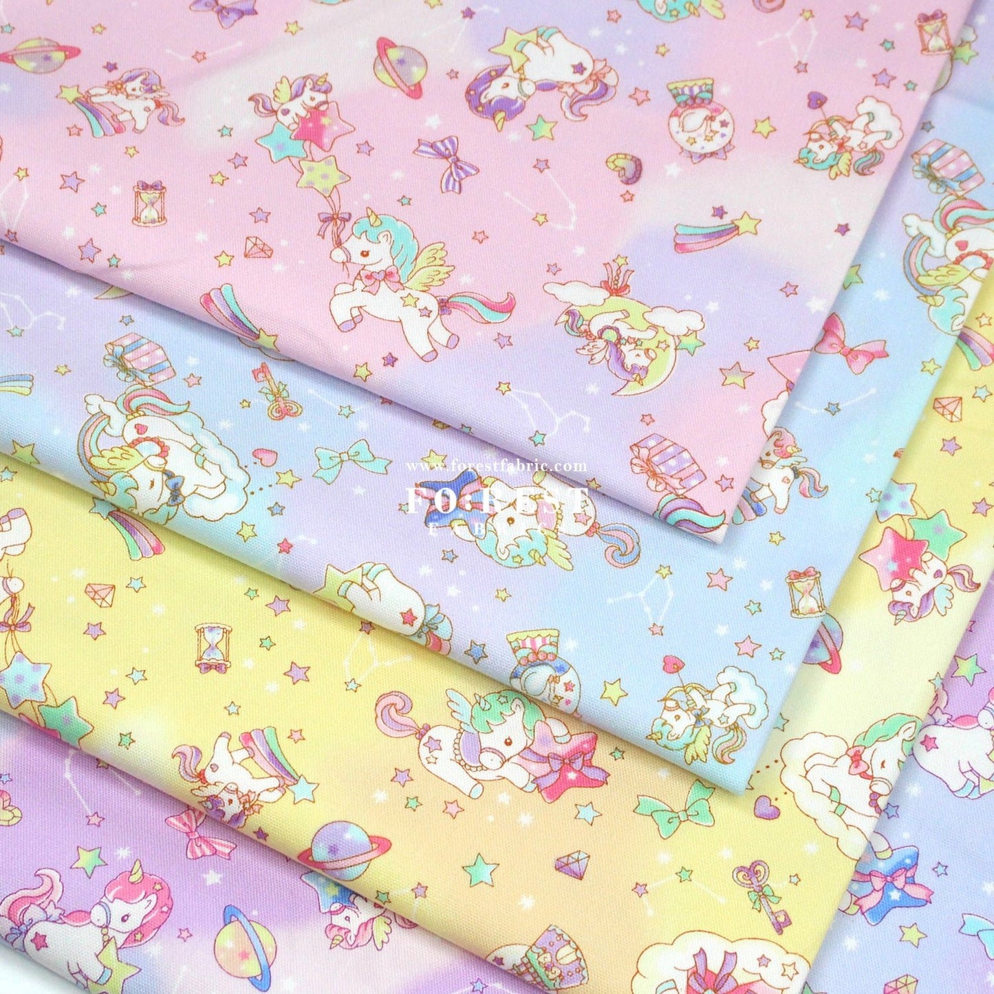 Oxford - Unicorn dream fabric Blue - FO:REST Fabric 布恩堂Liberty fabrictana lawnjapanese fabricykk zipper