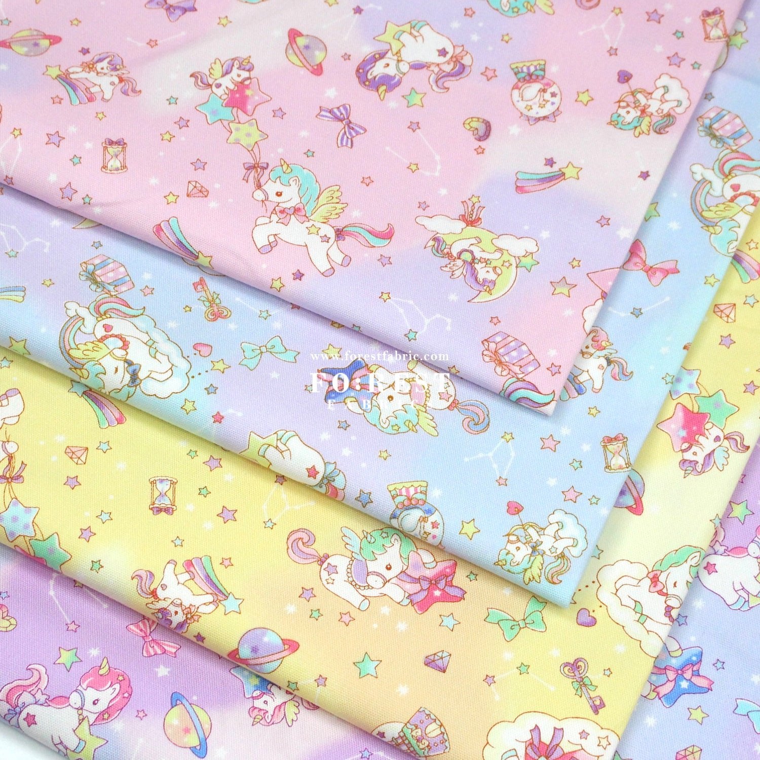 Oxford - Unicorn dream fabric Blue - FO:REST Fabric 布恩堂Liberty fabrictana lawnjapanese fabricykk zipper