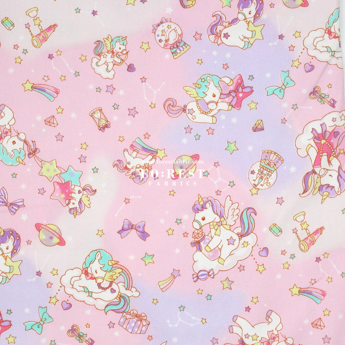 Oxford - Unicorn dream fabric Pink - FO:REST Fabric 布恩堂Liberty fabrictana lawnjapanese fabricykk zipper