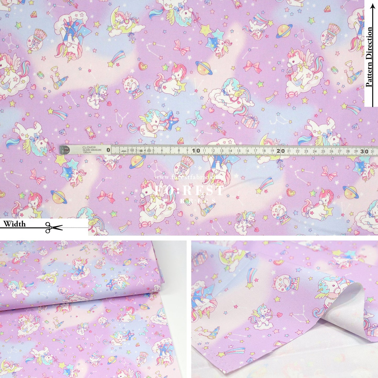 Oxford - Unicorn dream fabric Purple - FO:REST Fabric 布恩堂Liberty fabrictana lawnjapanese fabricykk zipper