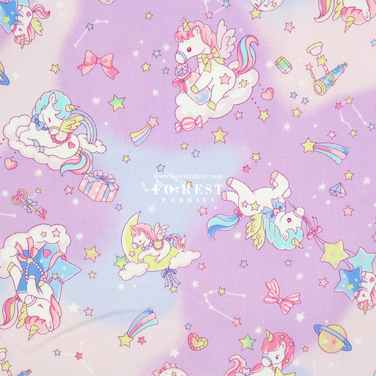 Oxford - Unicorn dream fabric Purple - FO:REST Fabric 布恩堂Liberty fabrictana lawnjapanese fabricykk zipper