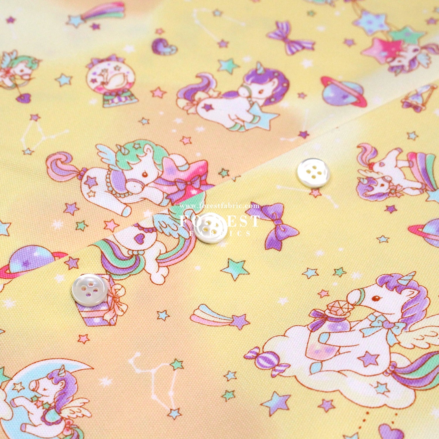 Oxford - Unicorn dream fabric Yellow - FO:REST Fabric 布恩堂Liberty fabrictana lawnjapanese fabricykk zipper