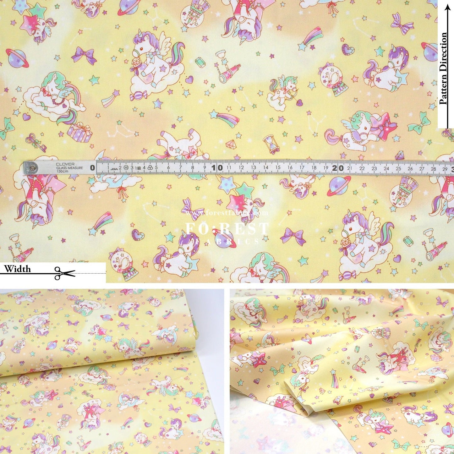 Oxford - Unicorn dream fabric Yellow - FO:REST Fabric 布恩堂Liberty fabrictana lawnjapanese fabricykk zipper