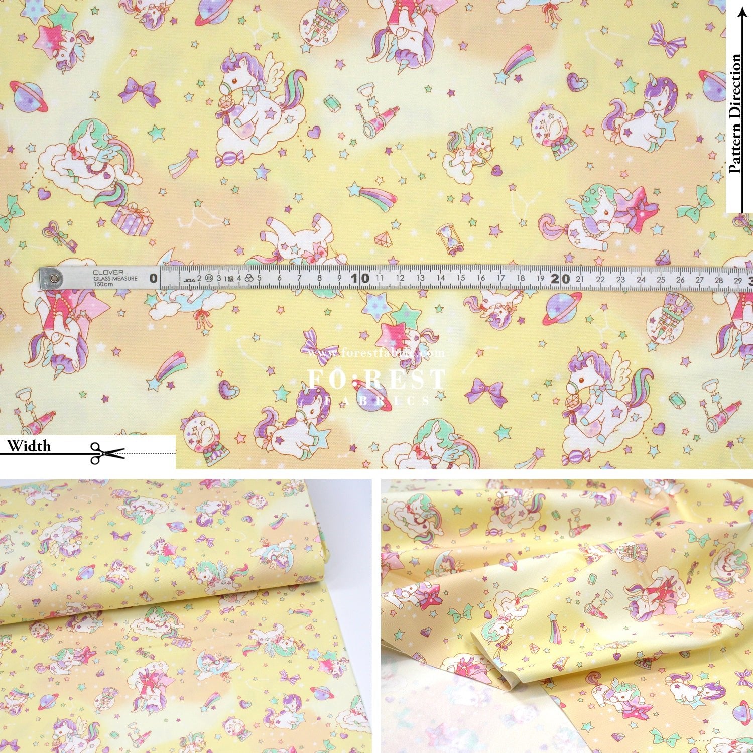 Oxford - Unicorn dream fabric Yellow - FO:REST Fabric 布恩堂Liberty fabrictana lawnjapanese fabricykk zipper