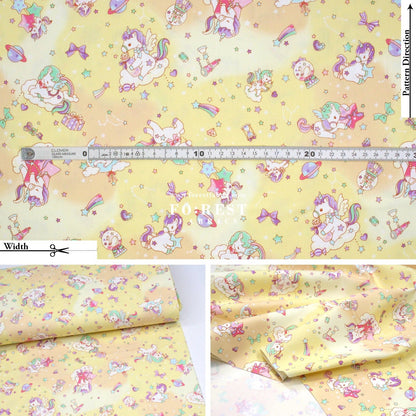 Oxford - Unicorn dream fabric Yellow - FO:REST Fabric 布恩堂Liberty fabrictana lawnjapanese fabricykk zipper