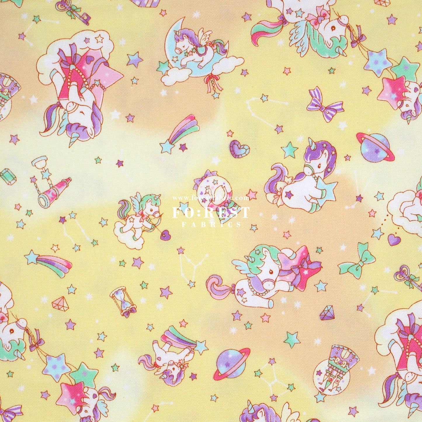 Oxford - Unicorn dream fabric Yellow - FO:REST Fabric 布恩堂Liberty fabrictana lawnjapanese fabricykk zipper