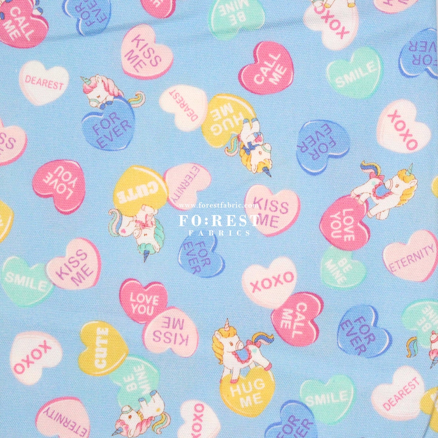 Oxford - Unicorn Heart fabric Blue - FO:REST Fabric 布恩堂Liberty fabrictana lawnjapanese fabricykk zipper