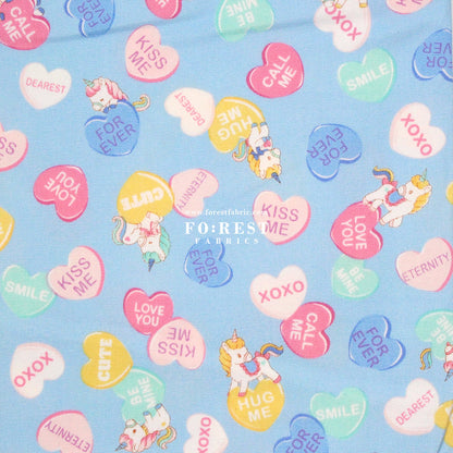 Oxford - Unicorn Heart fabric Blue - FO:REST Fabric 布恩堂Liberty fabrictana lawnjapanese fabricykk zipper