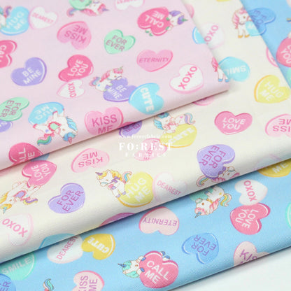 Oxford - Unicorn Heart fabric Milky - FO:REST Fabric 布恩堂Liberty fabrictana lawnjapanese fabricykk zipper