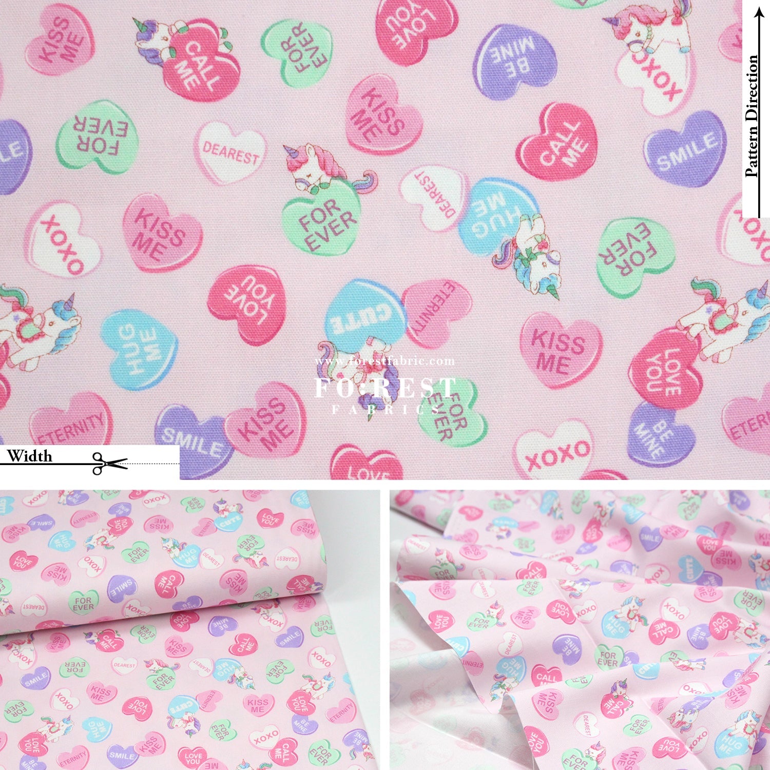 Oxford - Unicorn Heart fabric Pink - FO:REST Fabric 布恩堂Liberty fabrictana lawnjapanese fabricykk zipper