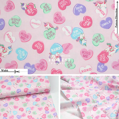 Oxford - Unicorn Heart fabric Pink - FO:REST Fabric 布恩堂Liberty fabrictana lawnjapanese fabricykk zipper