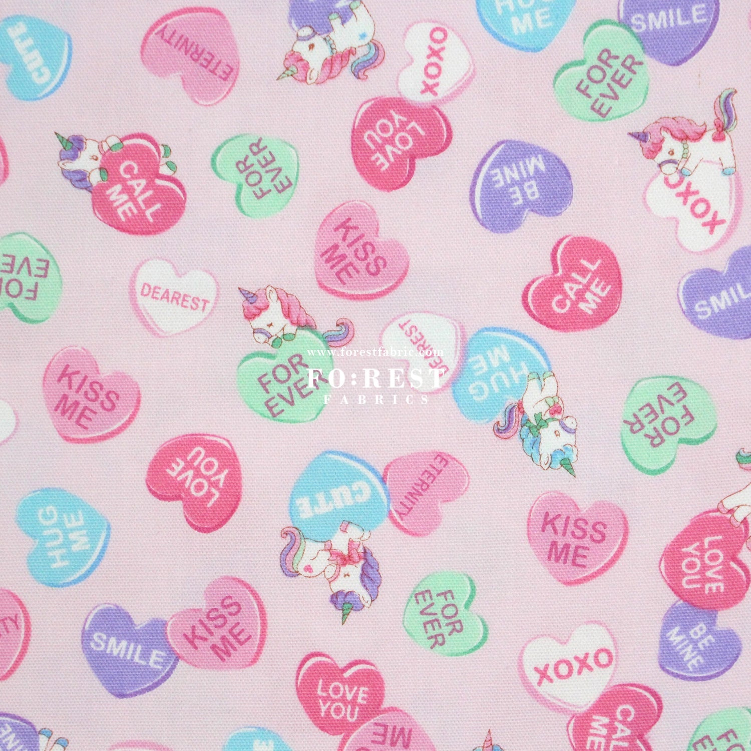 Oxford - Unicorn Heart fabric Pink - FO:REST Fabric 布恩堂Liberty fabrictana lawnjapanese fabricykk zipper