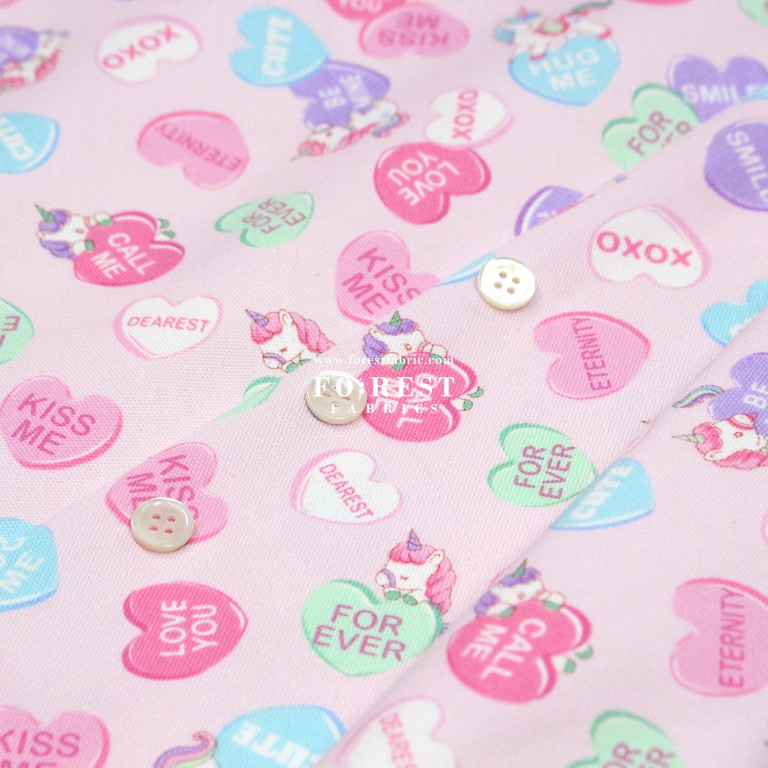 Oxford - Unicorn Heart fabric Pink - FO:REST Fabric 布恩堂Liberty fabrictana lawnjapanese fabricykk zipper